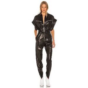 IRO Moreno Leather Black Jumpsuit size FR44